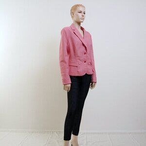 7th Avenue Design Studio Plaid Cropped Blazer Red White Women 16
